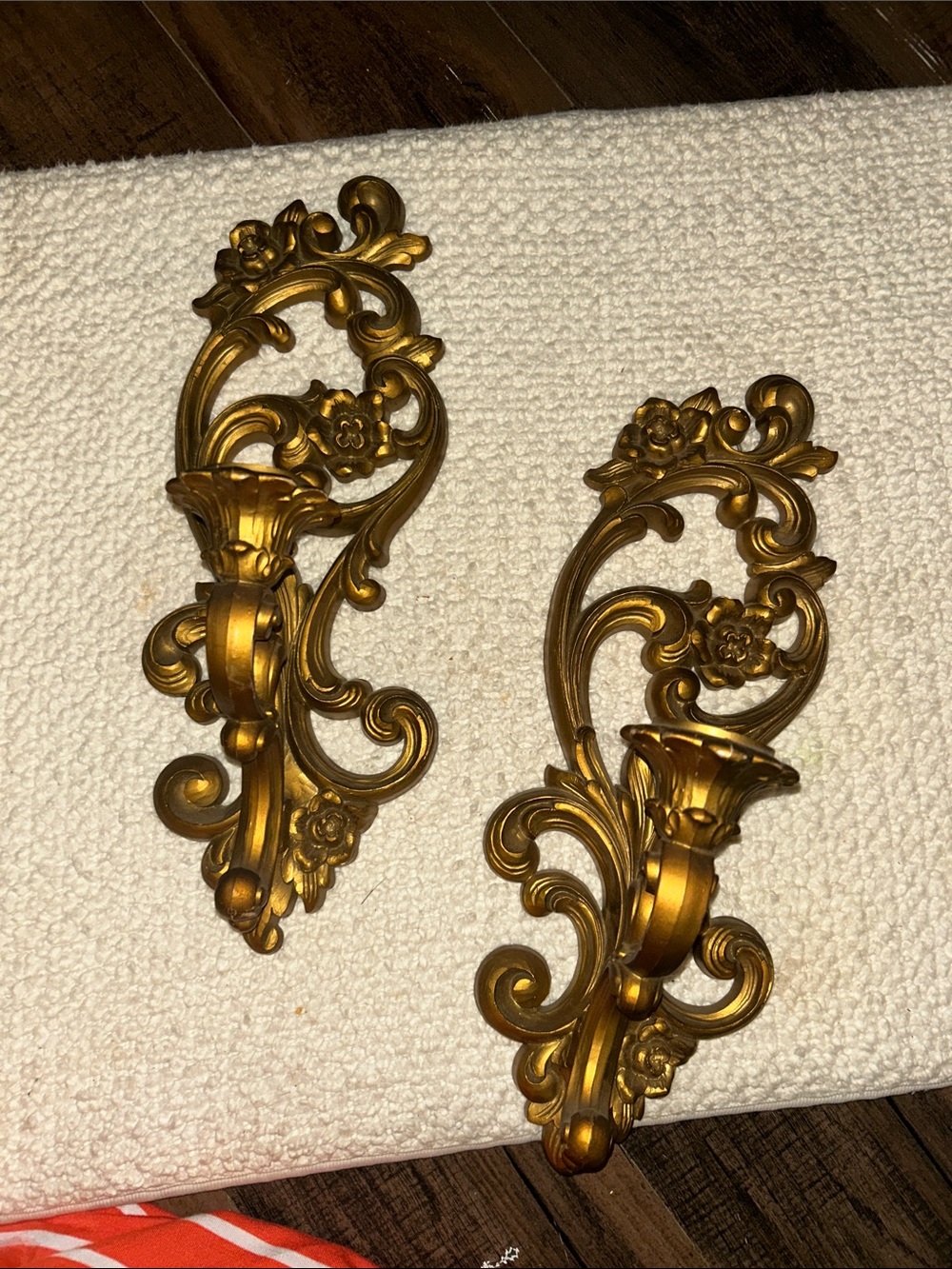 MCM vintage Home Interiors Gold Wall Sconces - Decorative Home Wall Decor (Pair) - Picture 3 of 5